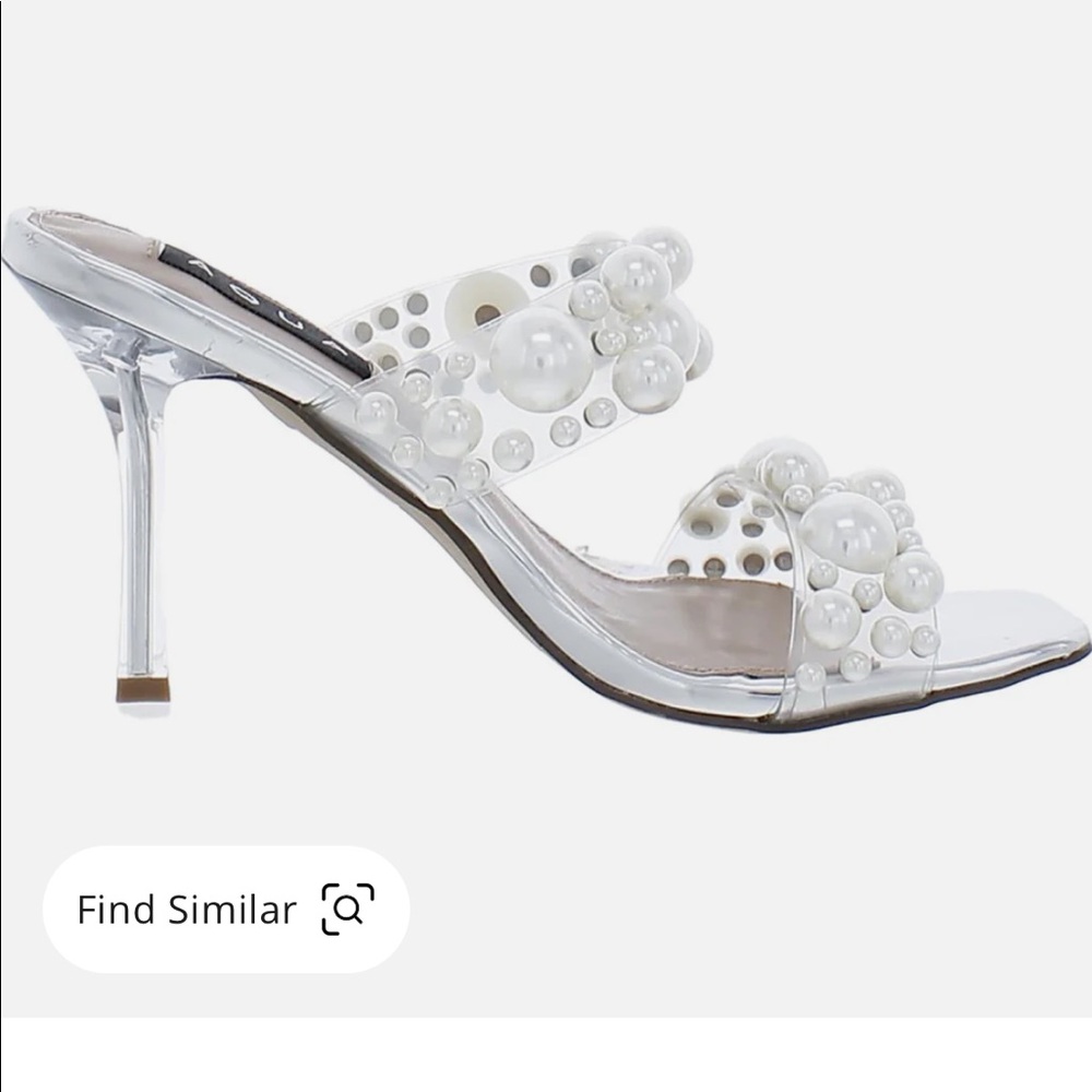 Aqua pearl dazzling slip on heel